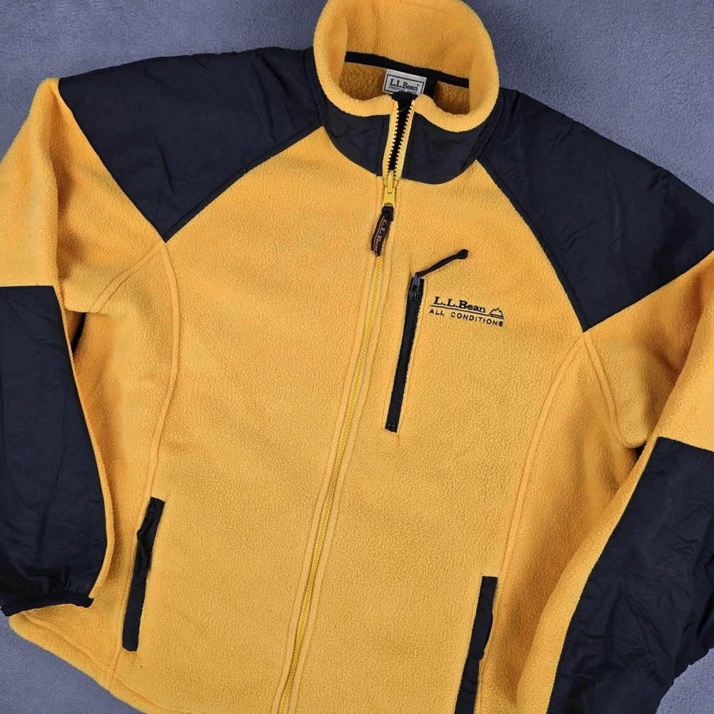 Vintage LL Bean Jacket Women Large Yellow All Conditions Fleece USA 90s Gorpcore